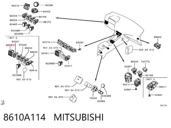 Botão de ativação de aquecimento do assento 8610A114 Mitsubishi