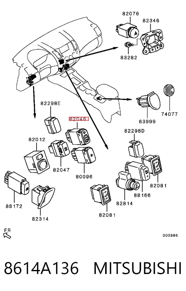 Botão (regulador) de corretor das luzes 8614A136 Mitsubishi