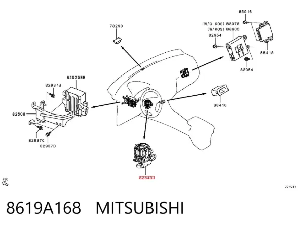 Anel AIRBAG de contato, cabo plano do volante 8619A168 Mitsubishi