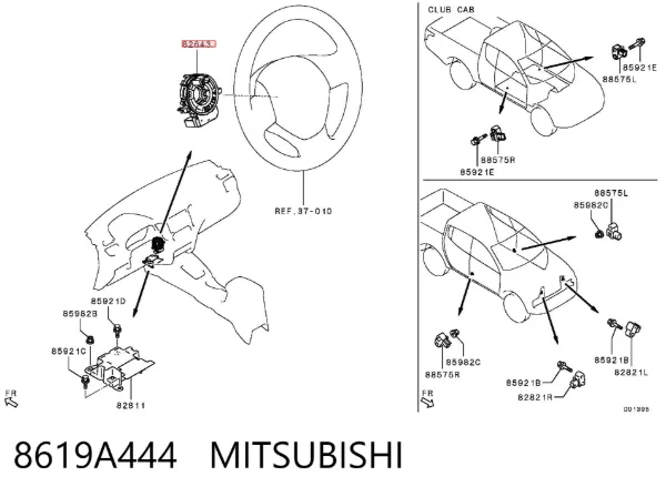 Anel AIRBAG de contato, cabo plano do volante 8619A444 Mitsubishi