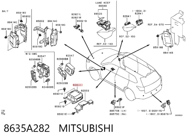 Módulo processador de controlo da bolsa de ar (Centralina eletrônica AIRBAG) 8635A282 Mitsubishi