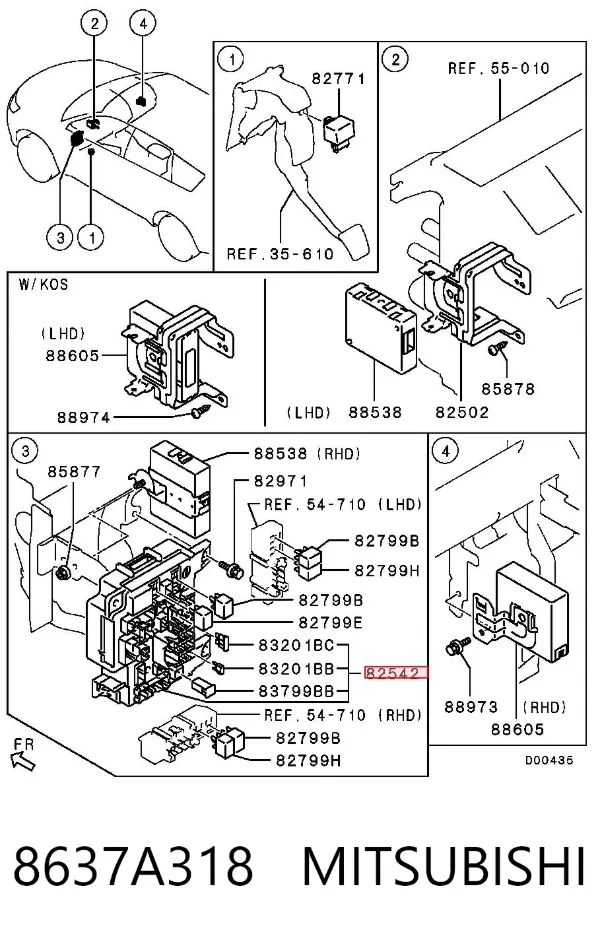 Unidade traseira do salão de dispositivos de segurança 8637A318 Mitsubishi
