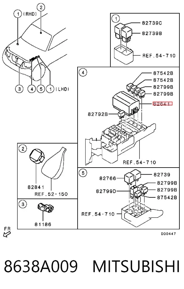 Unidade de relês 8638A009 Mitsubishi