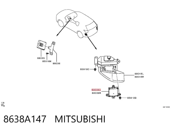 Sensor traseiro de controlo da zona morta 8638A147 Mitsubishi