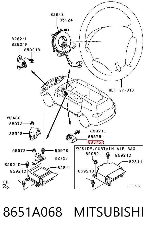 Sensor AIRBAG dianteiro 8651A068 Mitsubishi