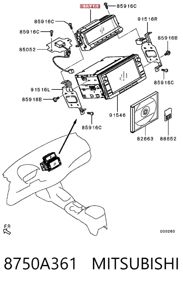 Mostrador multifuncional 8750A361 Mitsubishi