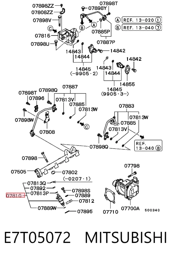 Injetor de injeção de combustível E7T05072 Mitsubishi