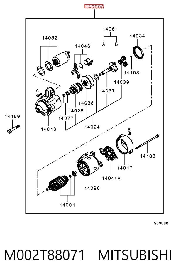 Motor de arranco M002T88071 Mitsubishi