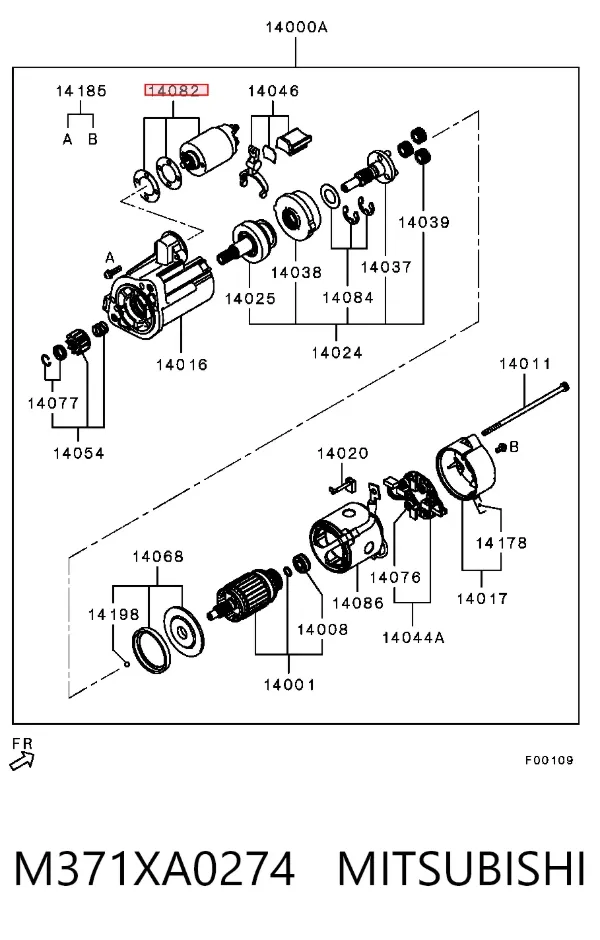 Relê retrator do motor de arranco M371XA0274 Mitsubishi