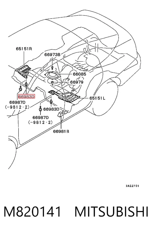 Cápsula (prendedor) de isolador térmico da capota M820141 Mitsubishi