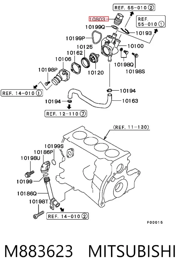 Sensor de temperatura do fluido de esfriamento M883623 Mitsubishi