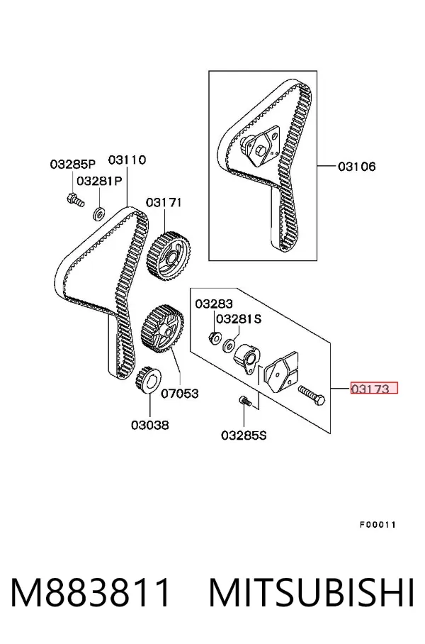 Correia do mecanismo de distribuição de gás, kit M883811 Mitsubishi