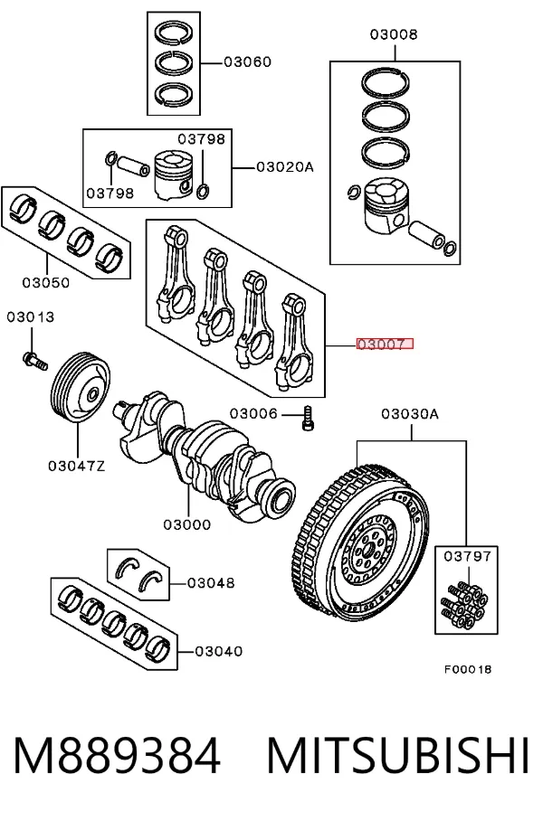 Biela de pistão de motor M889384 Mitsubishi