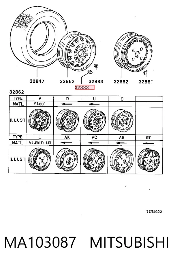Porca de roda MA103087 Mitsubishi