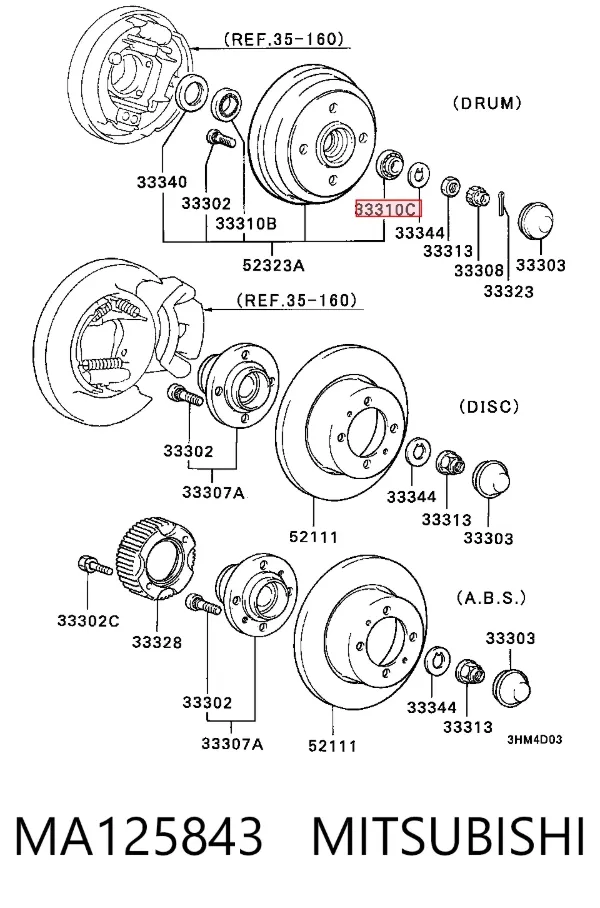 Rolamento externo de cubo traseiro MA125843 Mitsubishi