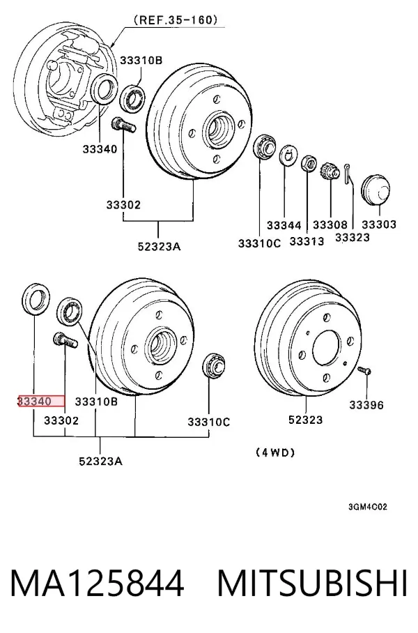 Bucim de cubo traseiro MA125844 Mitsubishi