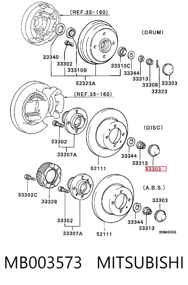 Coberta de disco de roda MB003573 Mitsubishi