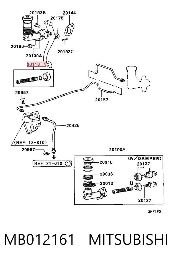 Kit de reparação de cilindro principal de embraiagem MB012161 Mitsubishi