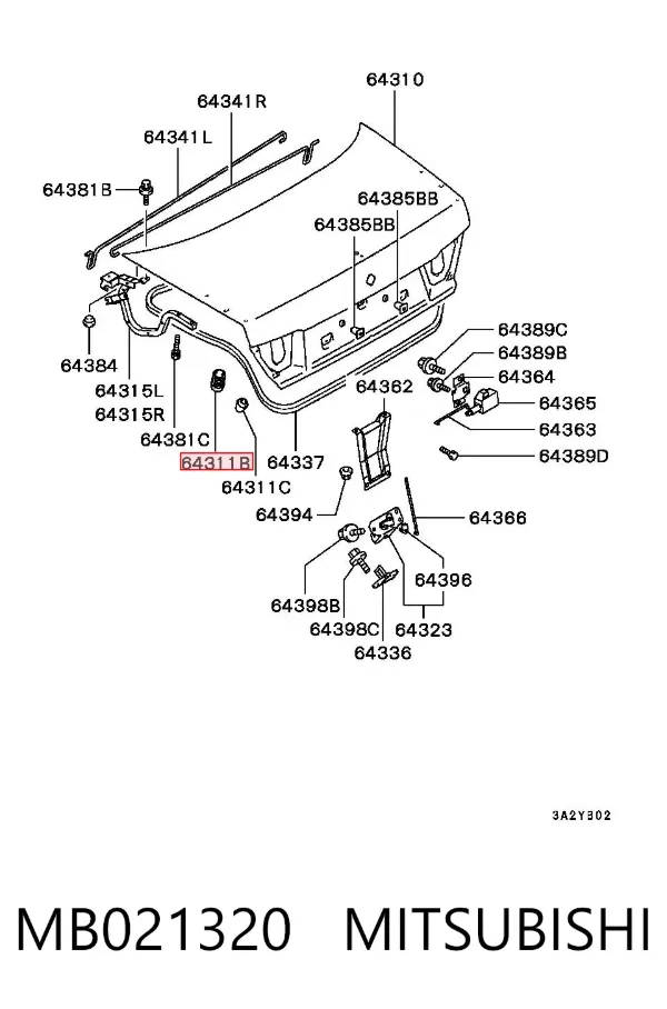 Pára-choque (grade de proteção) da capota MB021320 Mitsubishi