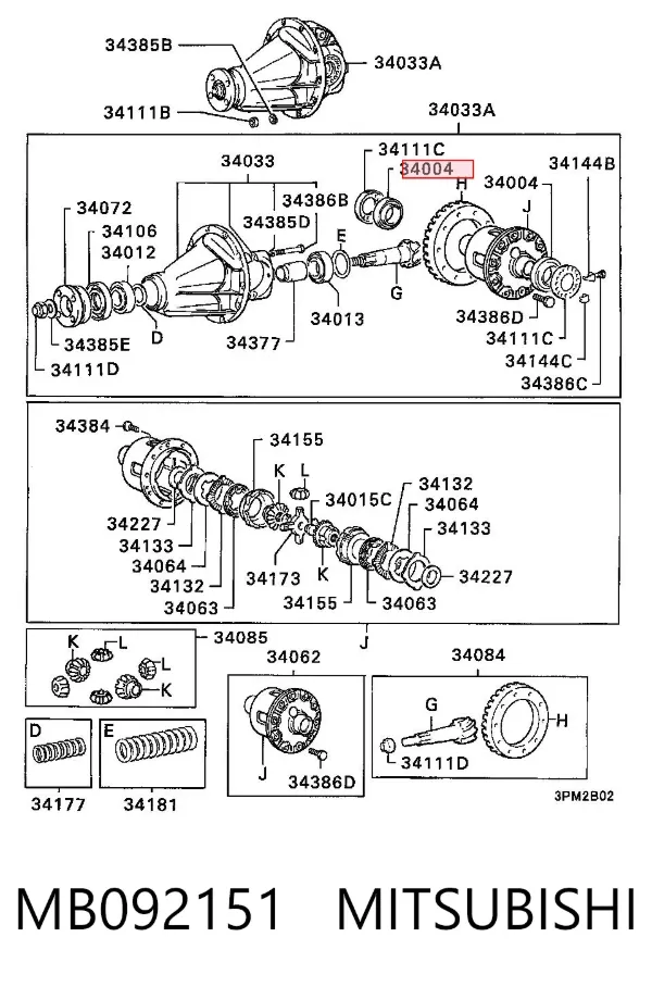 Rolamento externo de cubo dianteiro MB092151 Mitsubishi