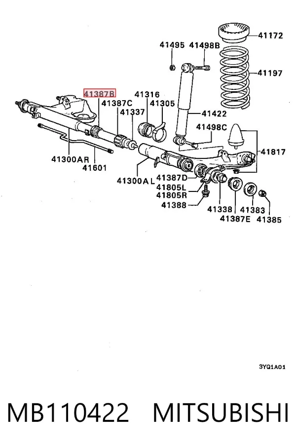 Bloco silencioso de viga traseira (de plataforma veicular) Mitsubishi Lancer III