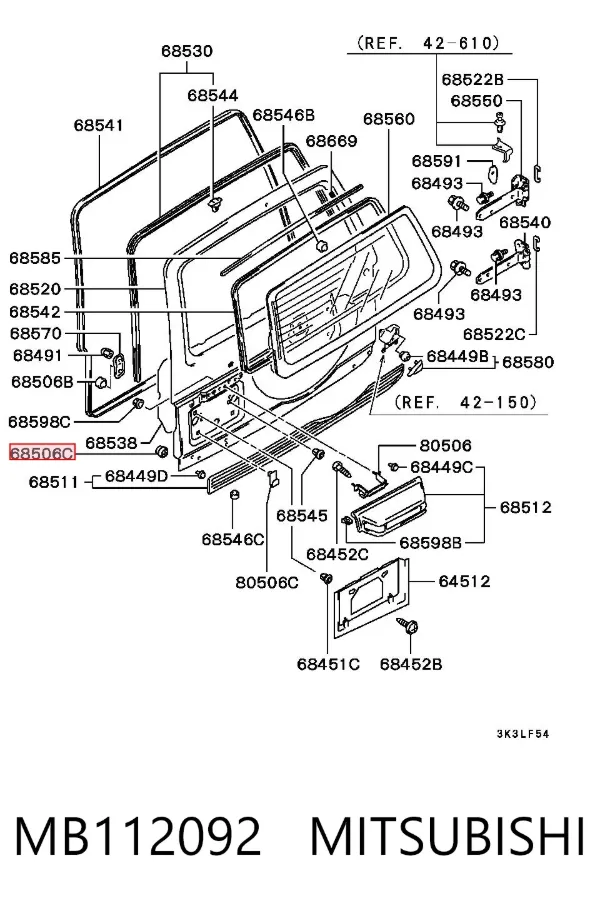 Pára-choque (grade de proteção) da capota MB112092 Mitsubishi