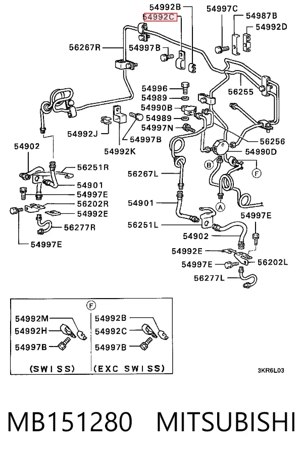Braçadeira de tubo do freio MB151280 Mitsubishi