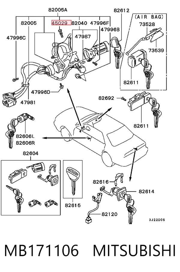 Parafuso (porca) de fixação MB171106 Mitsubishi