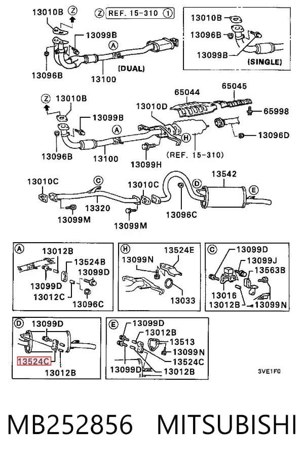 Coxim de fixação do silenciador MB252856 Mitsubishi