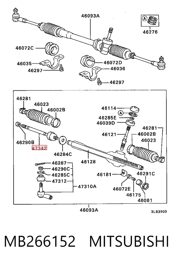 Tração de direção MB266152 Mitsubishi