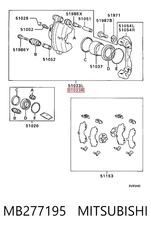 Suporte do freio dianteiro direito MB277195 Mitsubishi