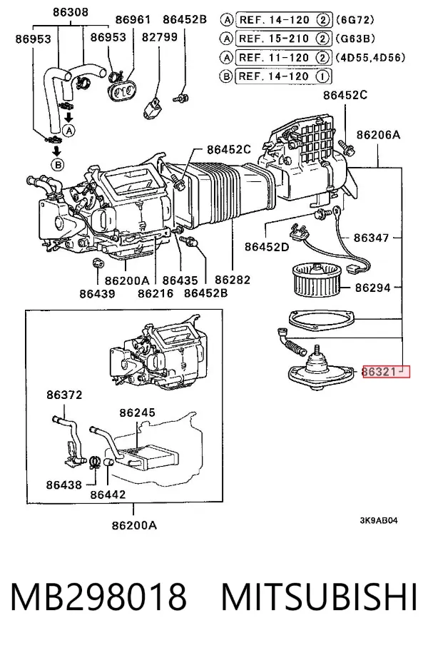 Motor de ventilador de forno (de aquecedor de salão) MB298018 Mitsubishi