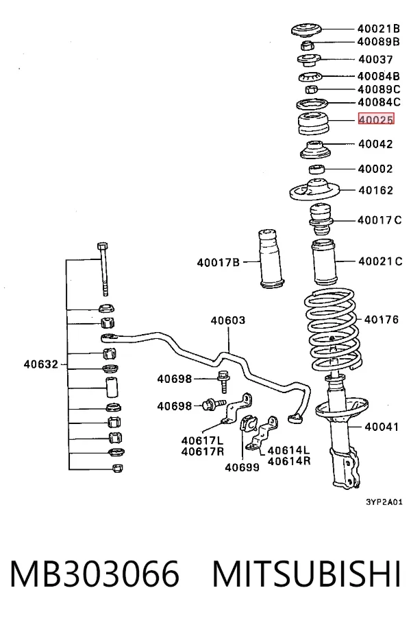 Rolamento de suporte do amortecedor dianteiro MB303066 Mitsubishi