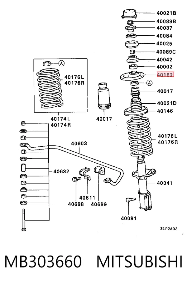 Suporte de amortecedor dianteiro MB303660 Mitsubishi