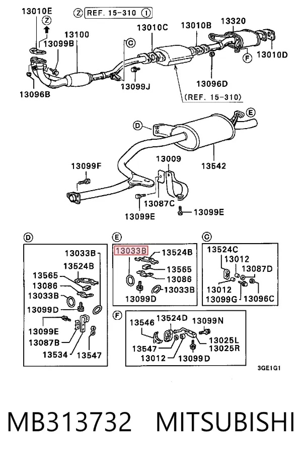 Coxim de fixação do silenciador MB313732 Mitsubishi