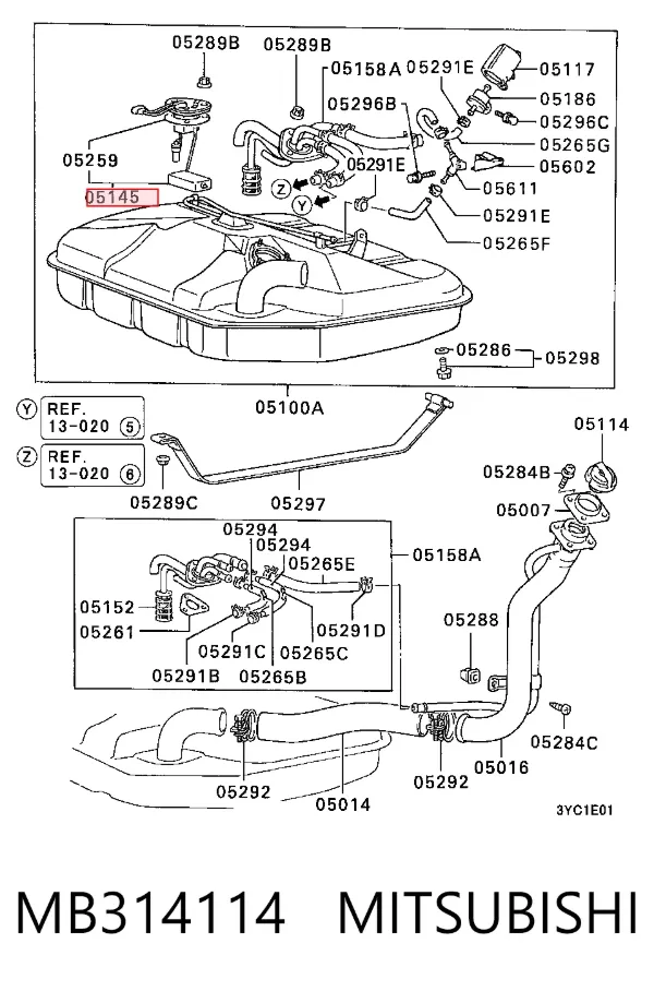 Sensor do nível de combustível no tanque MB314114 Mitsubishi