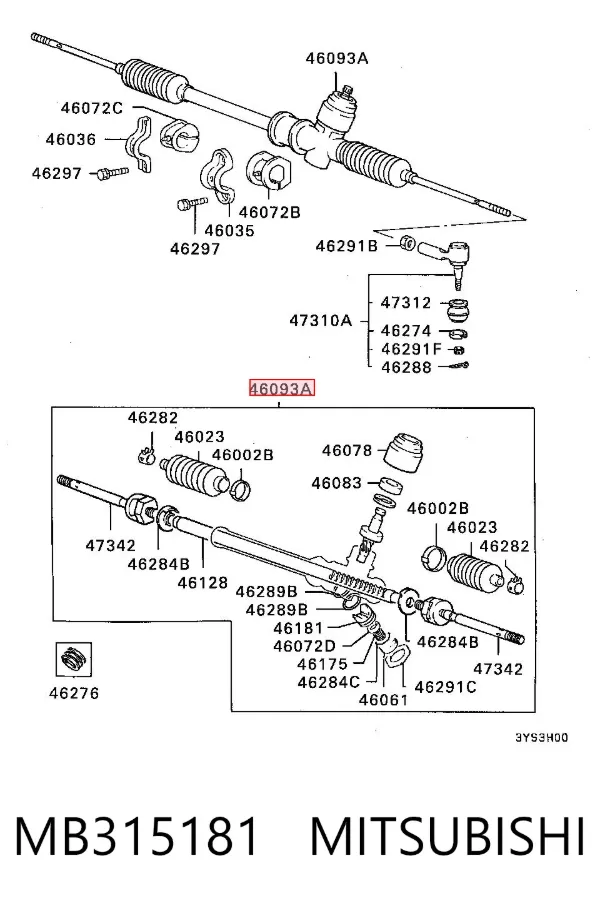 Cremalheira da direção MB315181 Mitsubishi