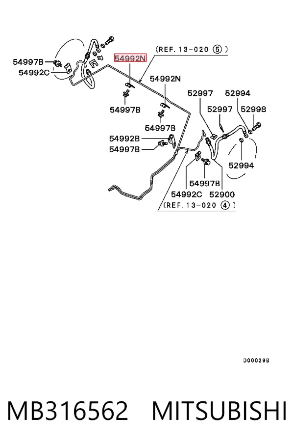 Braçadeira de tubo do freio MB316562 Mitsubishi