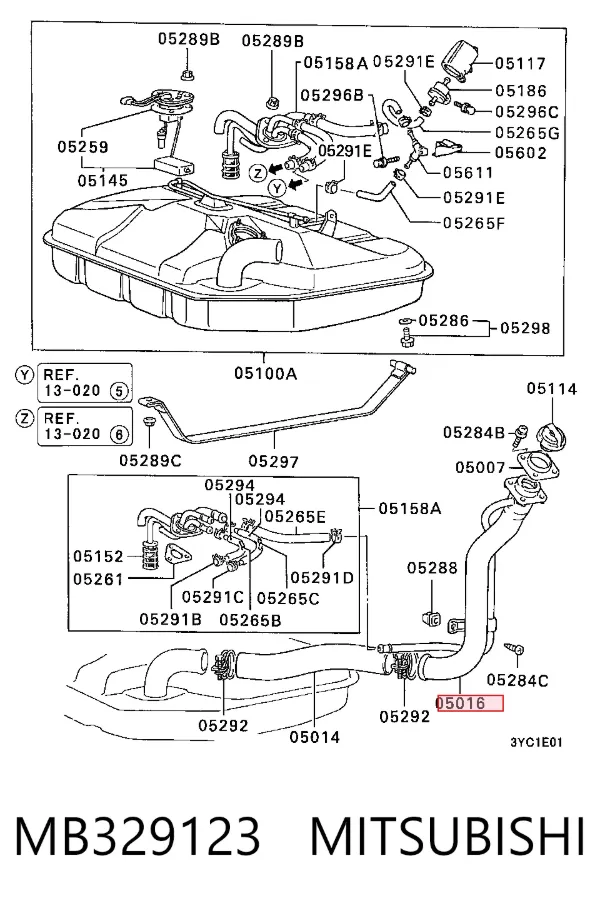 Gargalo de enchimento do tanque de combustível MB329123 Mitsubishi