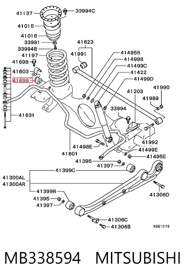Bucha de estabilizador traseiro MB338594 Mitsubishi