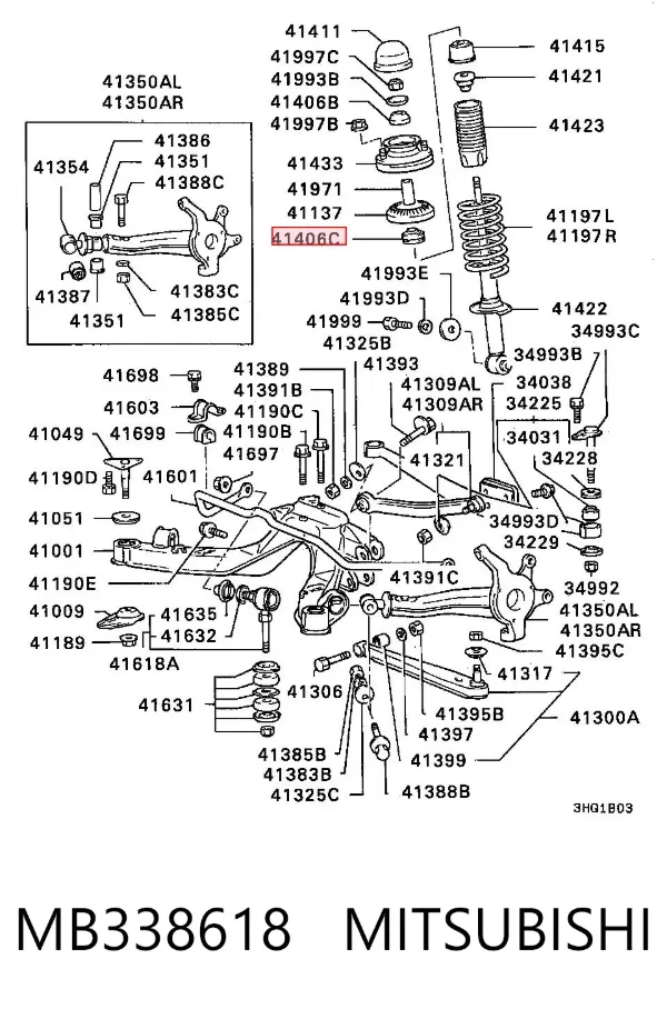 Bucha da haste de amortecedor traseiro MB338618 Mitsubishi