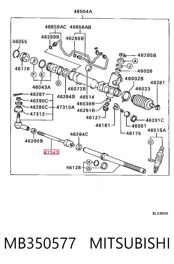 Tração de direção MB350577 Mitsubishi