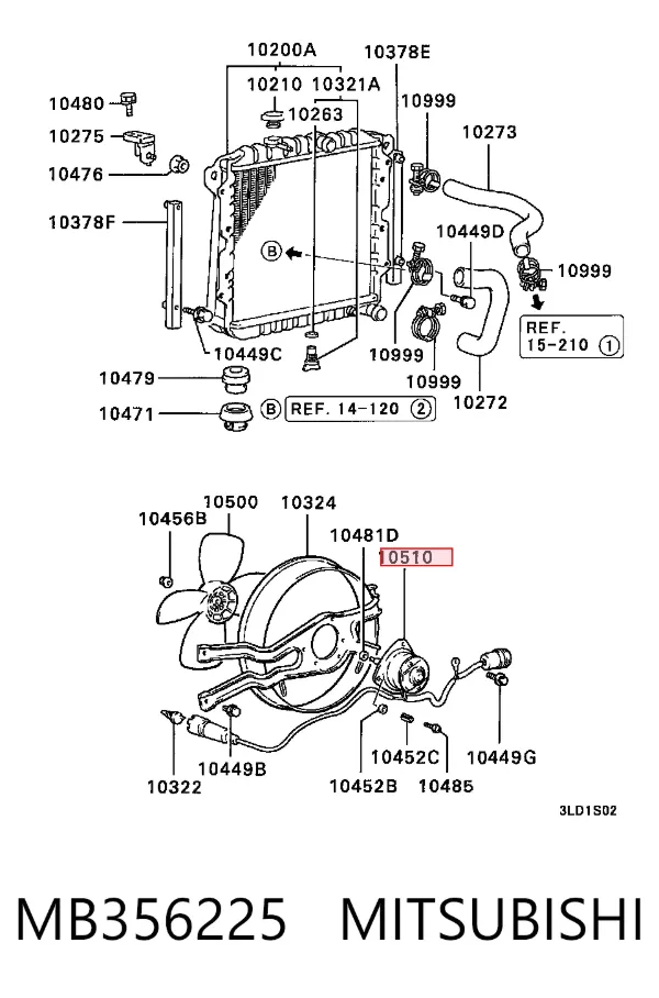 Motor de ventilador do sistema de esfriamento MB356225 Mitsubishi