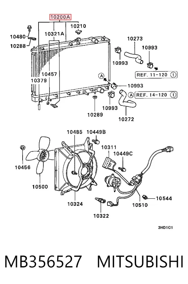 Radiador de esfriamento de motor MB356527 Mitsubishi