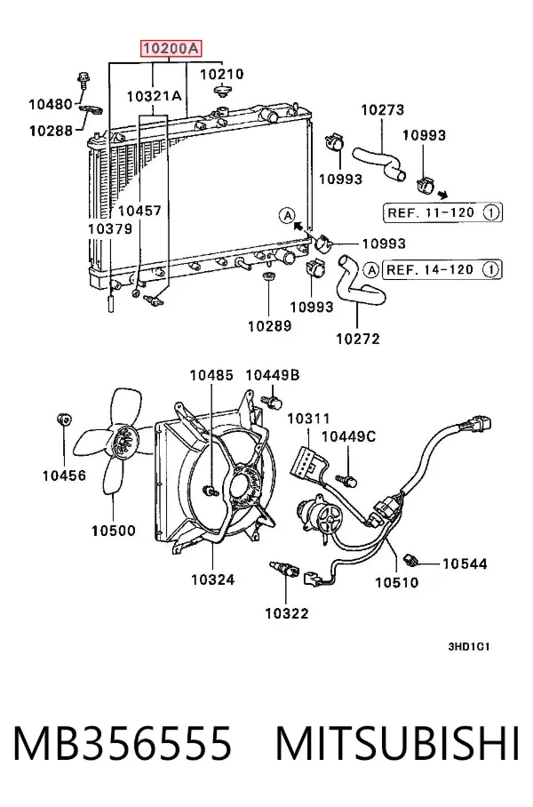 Radiador de esfriamento de motor MB356555 Mitsubishi