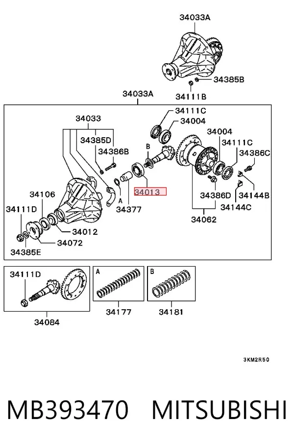 Rolamento de diferencial do eixo traseiro MB393470 Chrysler