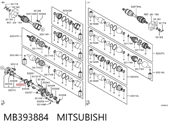Anel de travagem de rolamento de cubo dianteiro MB393884 Mitsubishi