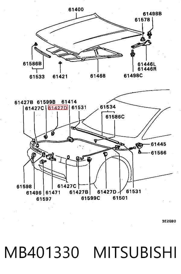Pára-choque (grade de proteção) da capota MB401330 Mitsubishi