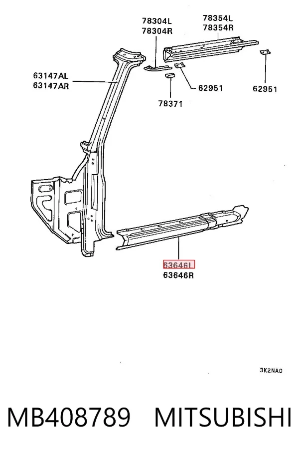 Acesso externo esquerdo MB408789 Mitsubishi