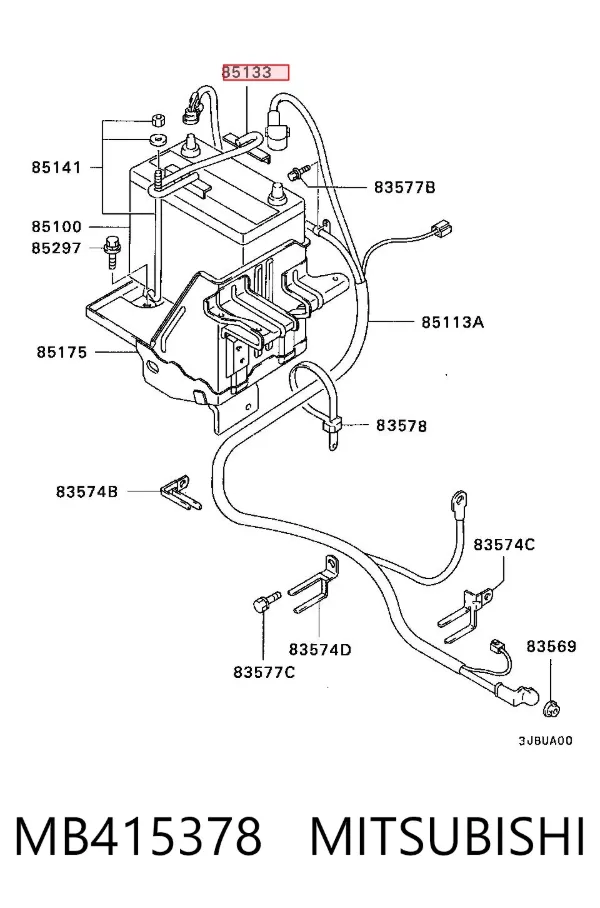 Fixação (suporte) de bateria recarregável MB415378 Mitsubishi